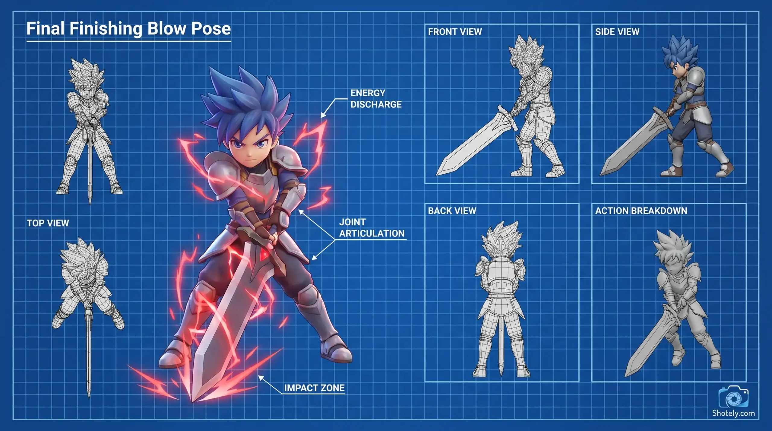 Anime Poses: Epic Final Finishing Blow with Energy