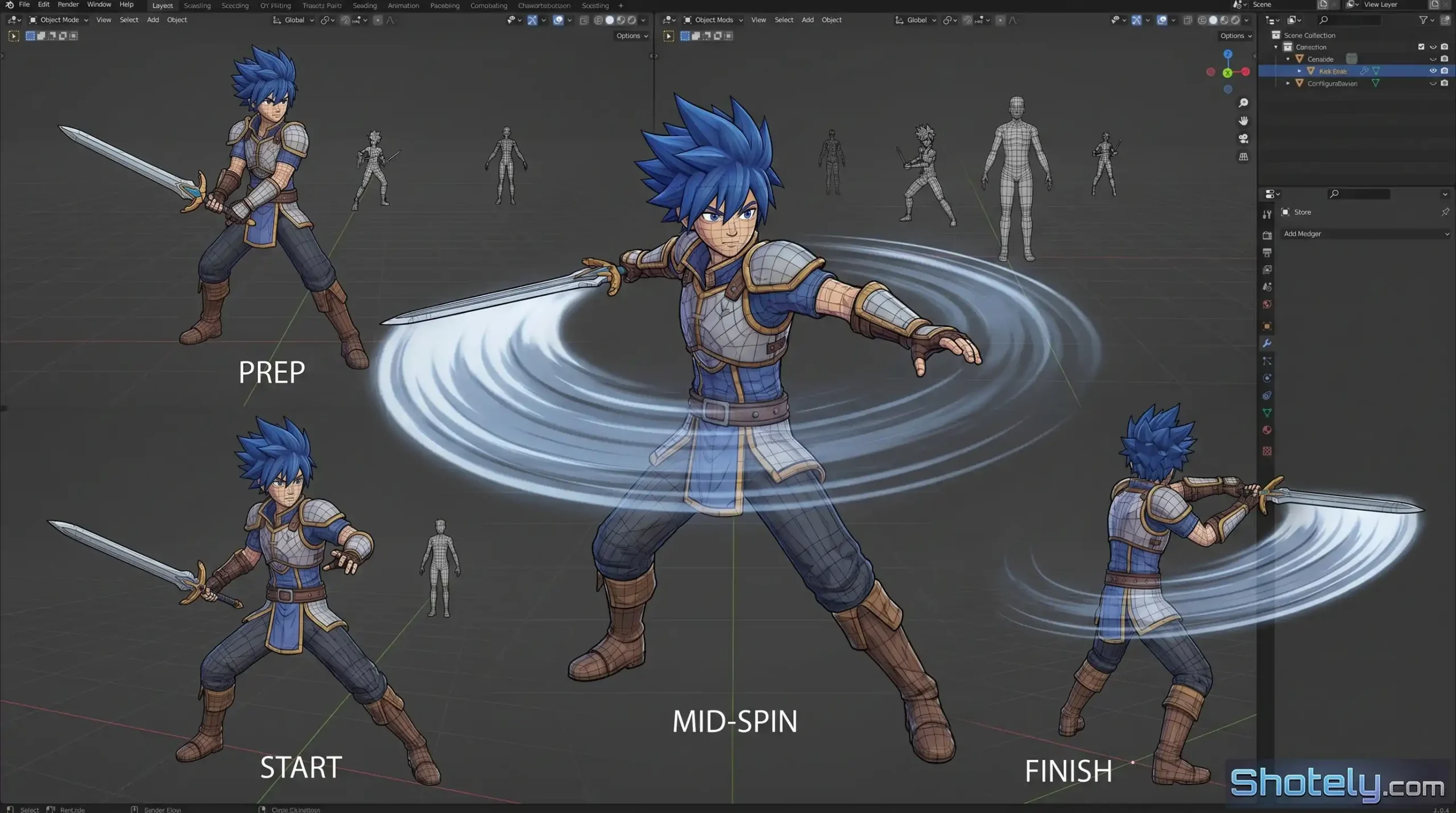 Anime Poses: Spin Attack Animation Breakdown for 3D Characters
