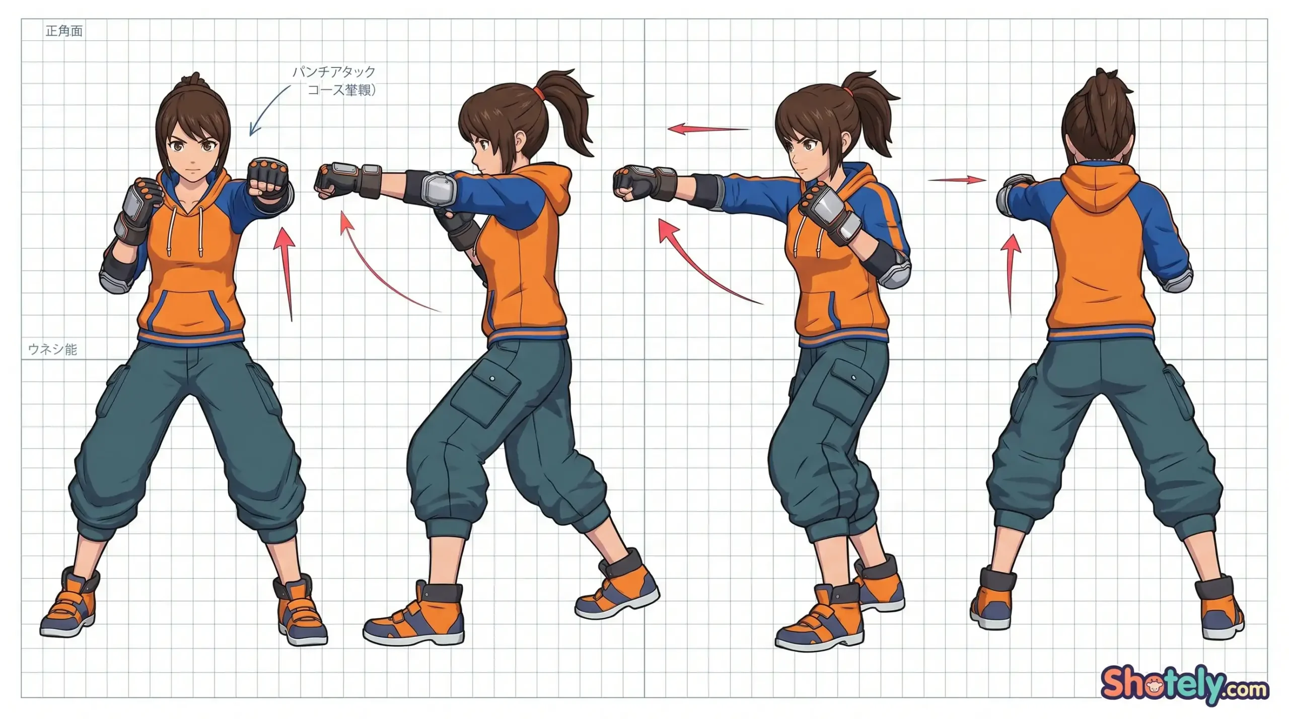 Anime Poses: Dynamic Punch Attack Reference Sheet