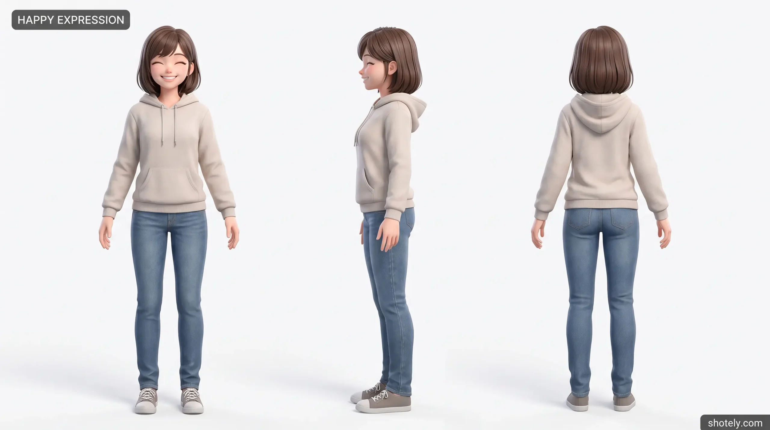 Anime Poses: Happy Expression – 3D Anime Character Pose Reference