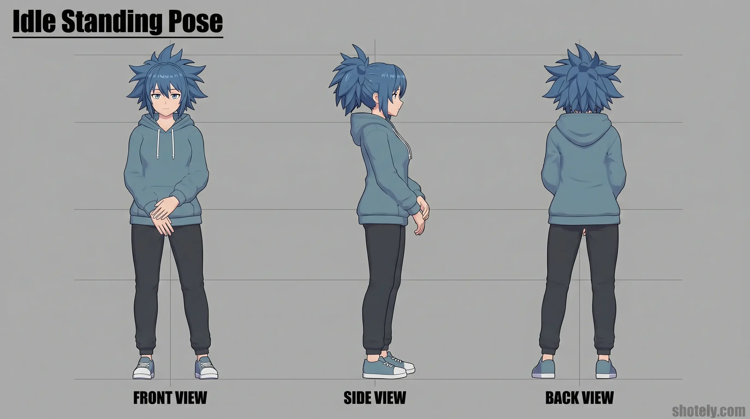 Anime Poses: Idle Standing Pose – 3D Anime Character Pose Reference