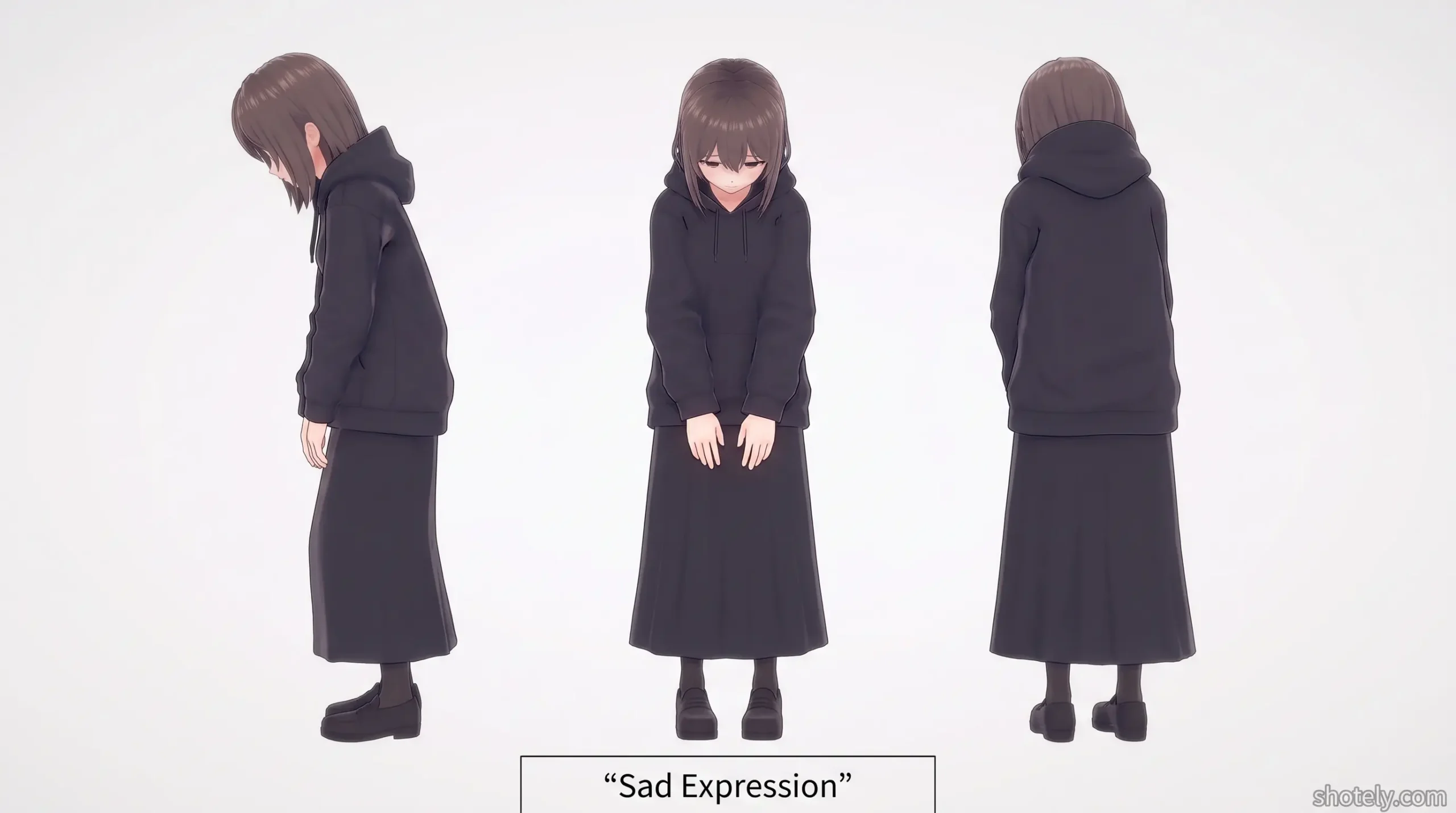 Anime Poses: Sad Expression – 3D Anime Character Pose Reference