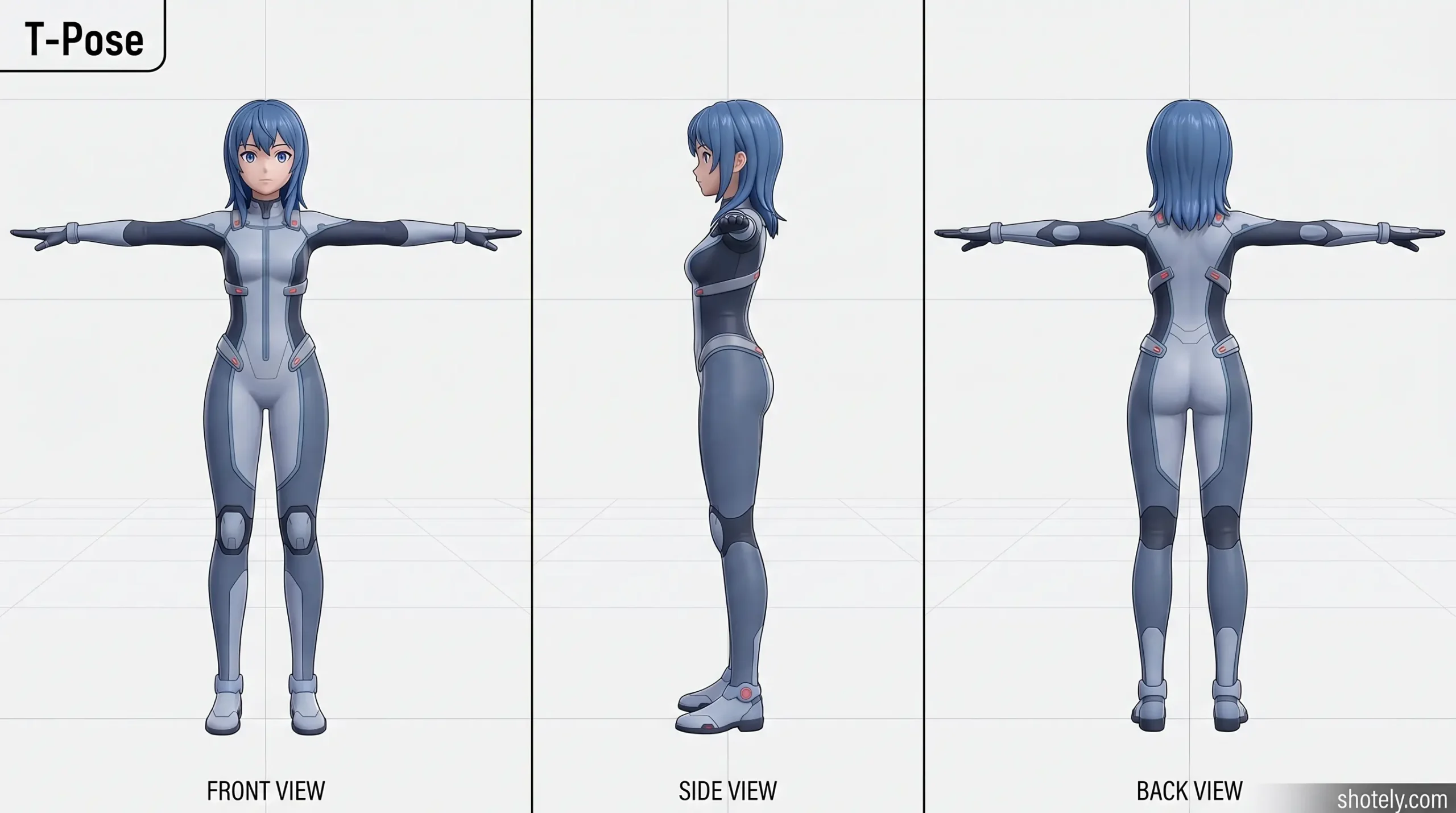 Anime Poses: T-Pose – 3D Anime Character Pose Reference