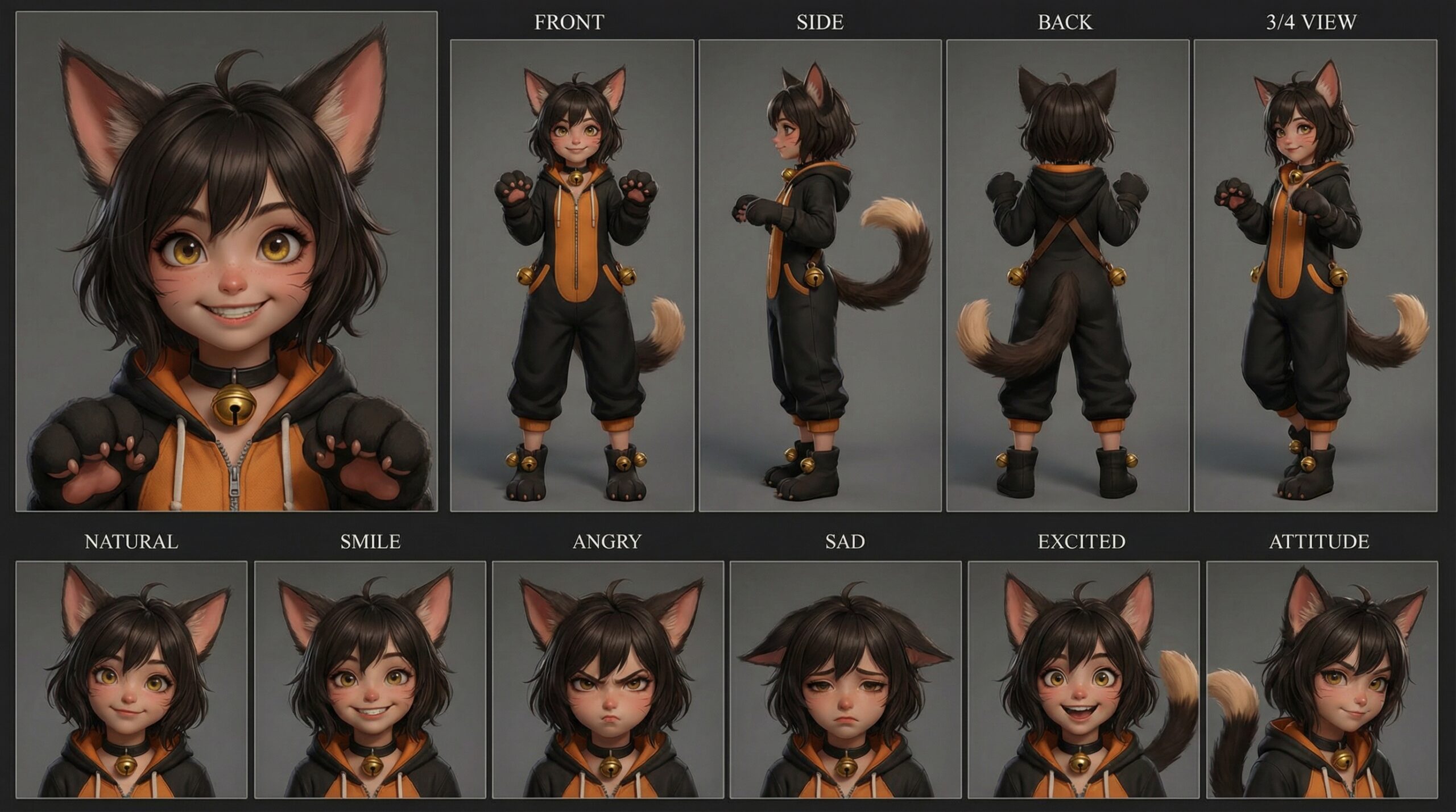 Cute 3D Anime Cat Girl Neko Character Design