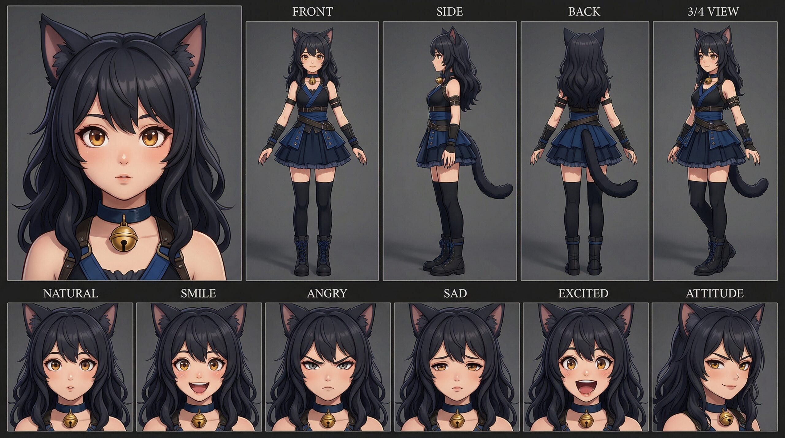 3D Anime Cat Girl Warrior Character Design