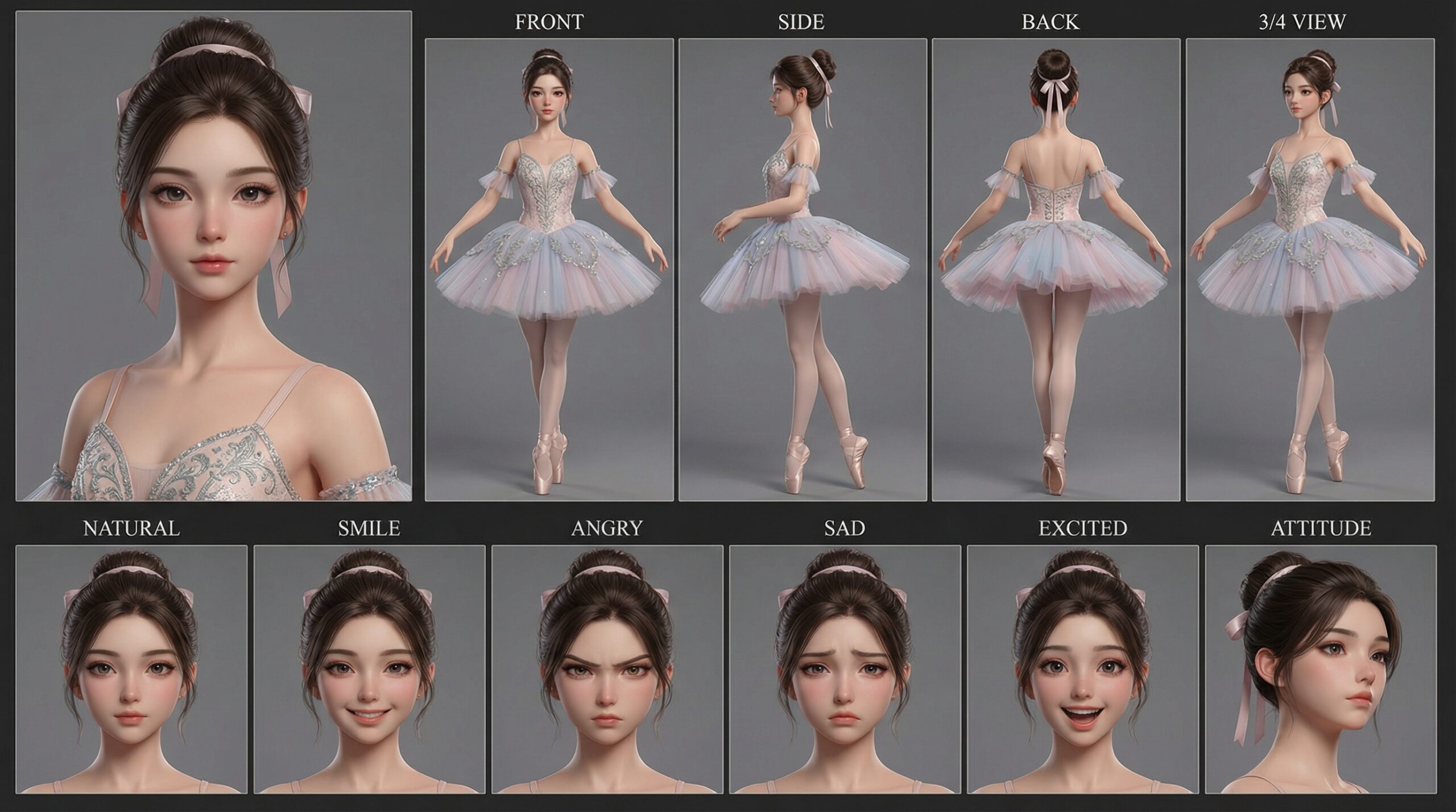 Ethereal 3D Anime Ballerina Character Design