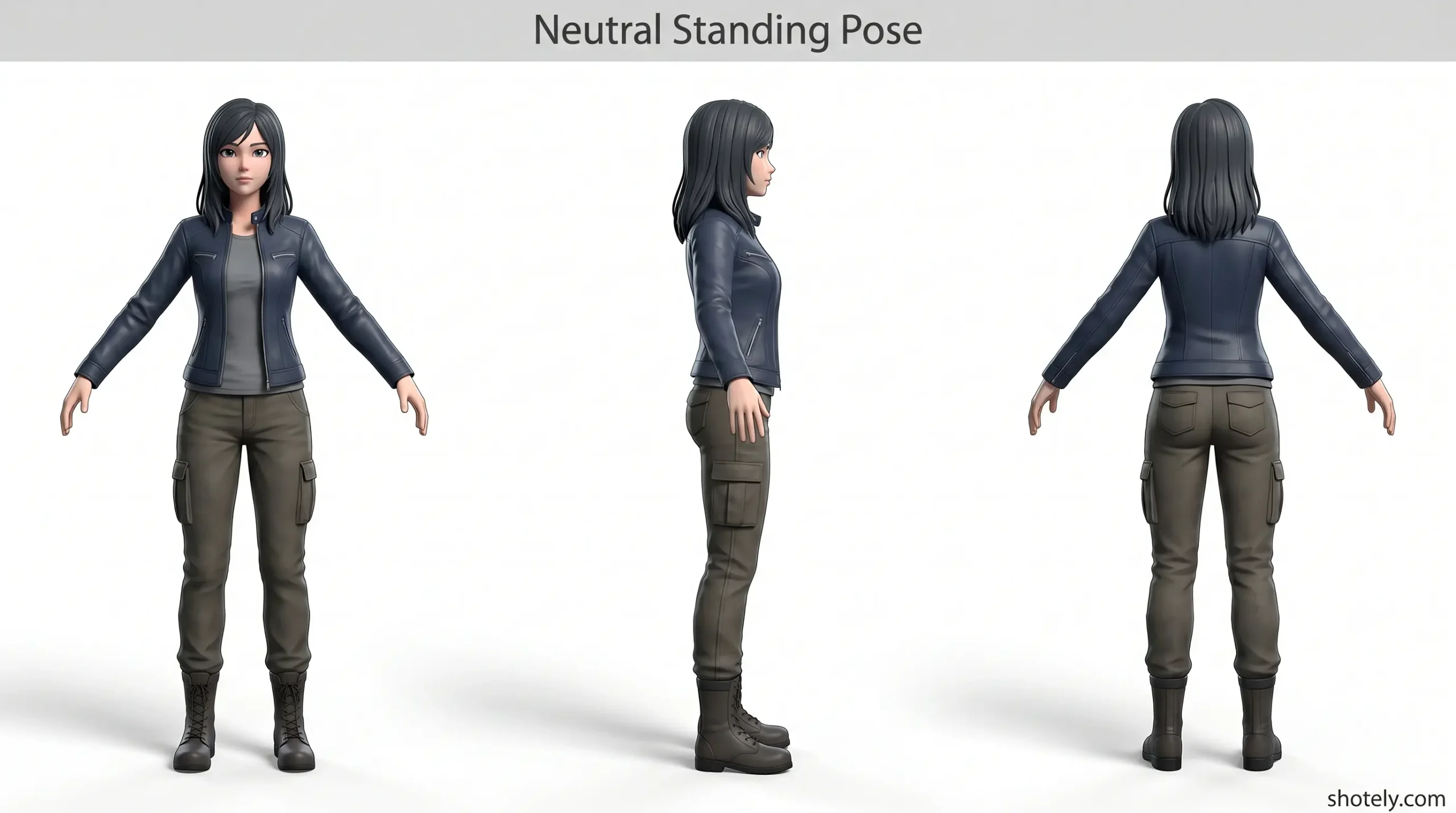 Anime Poses: Neutral Standing Pose – 3D Anime Character Pose Reference