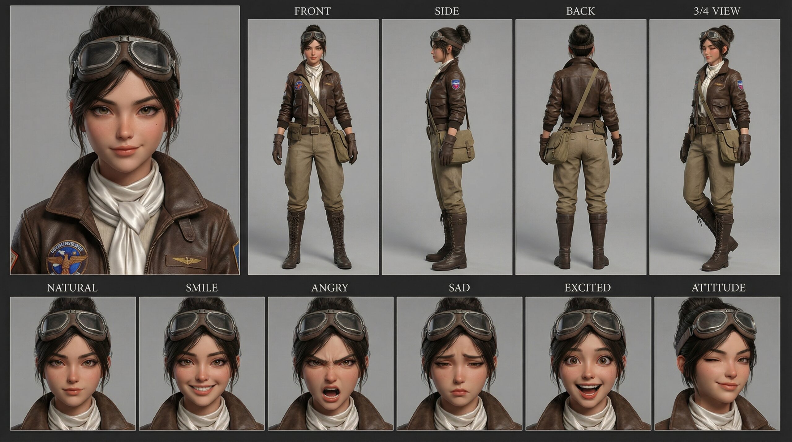 3D Anime Pilot Aviator Character Design