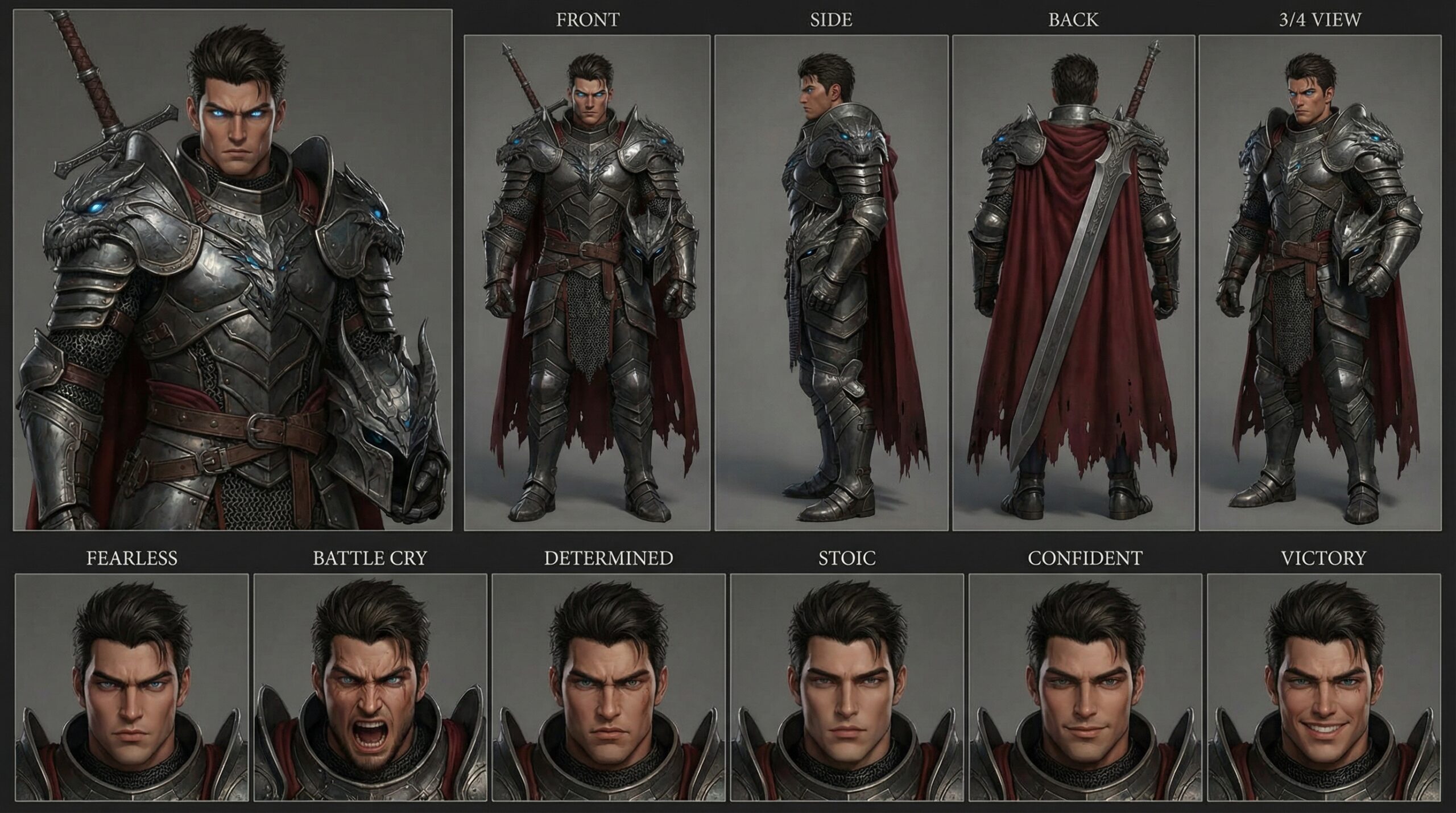 3D Anime Male Knight Character Design