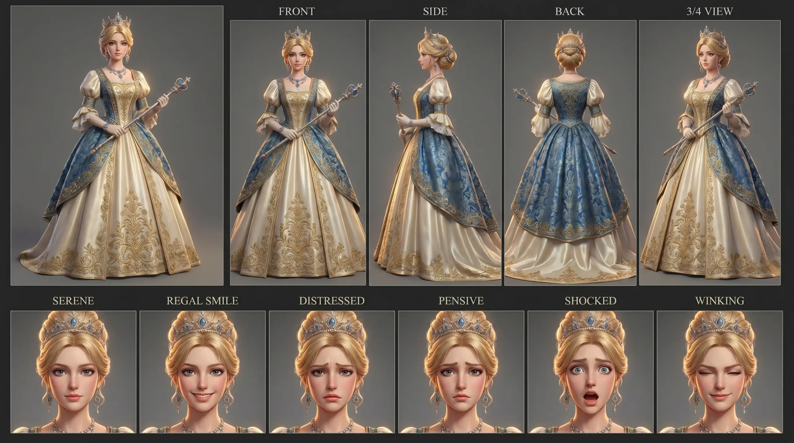 Reign with the Exquisite 3D Anime Blue Queen
