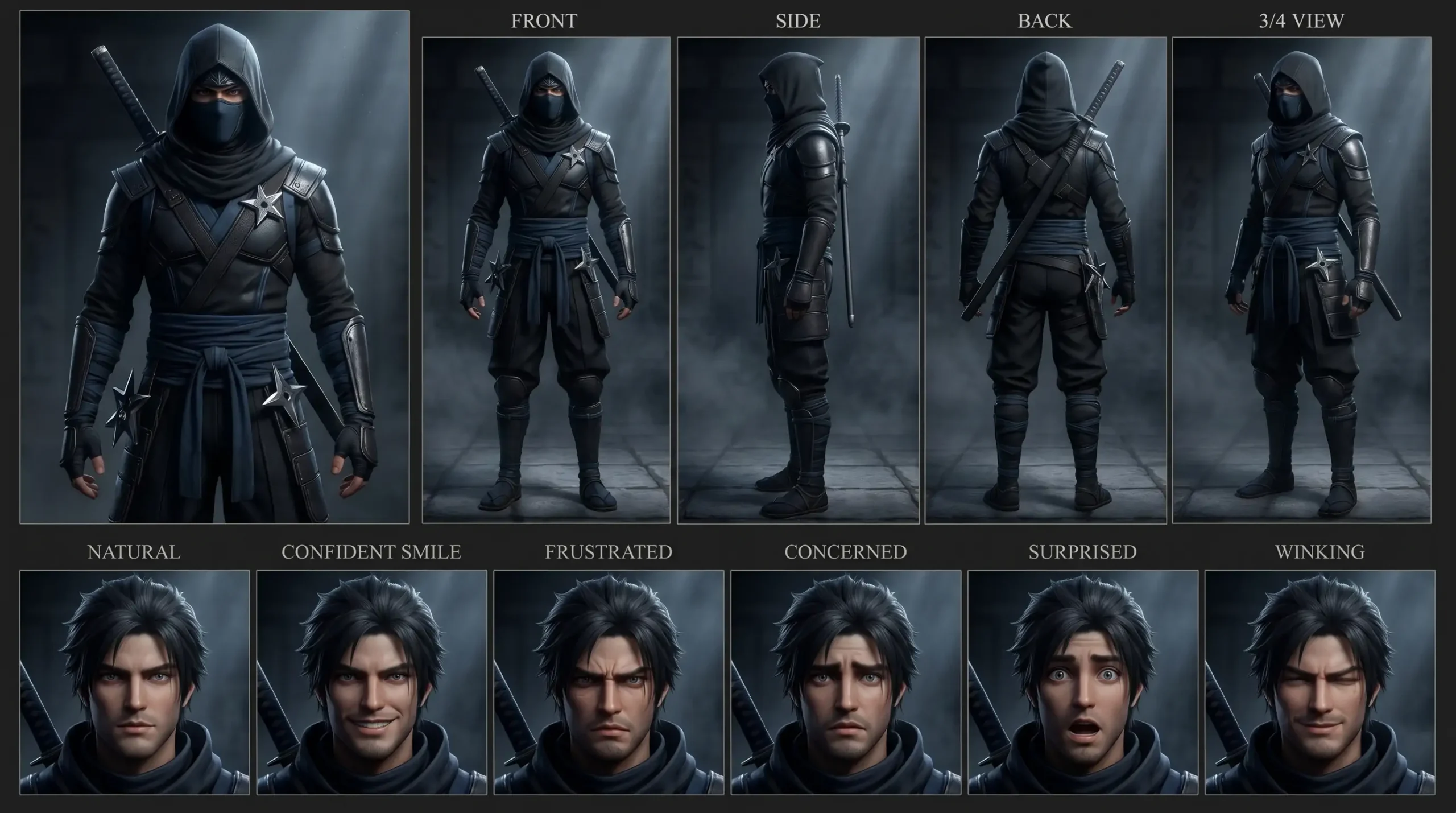 Anime Characters: Shadow Ninja 3D Model Sheet