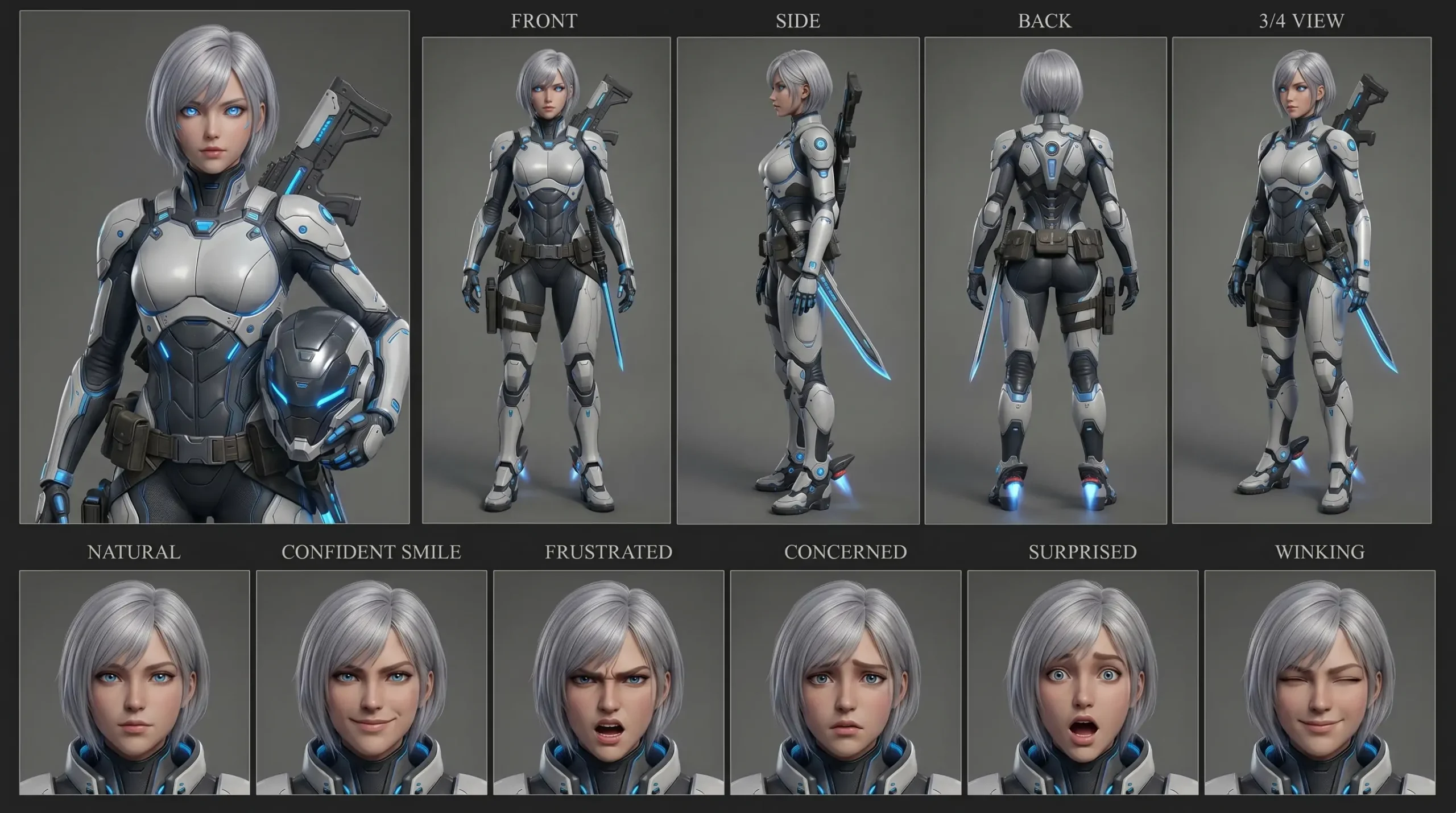 Anime Girl: Cybernetic Soldier 3D Model