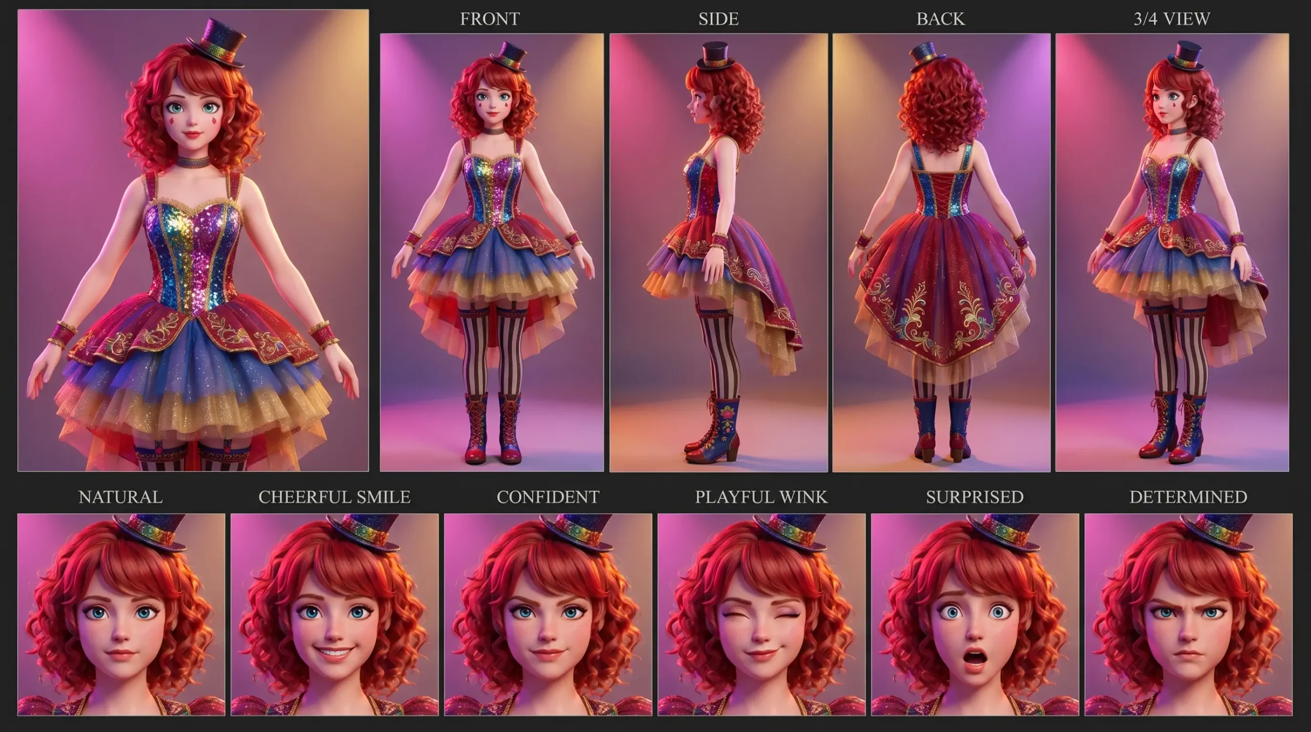 Anime Girl Pose: Circus Performer 3D