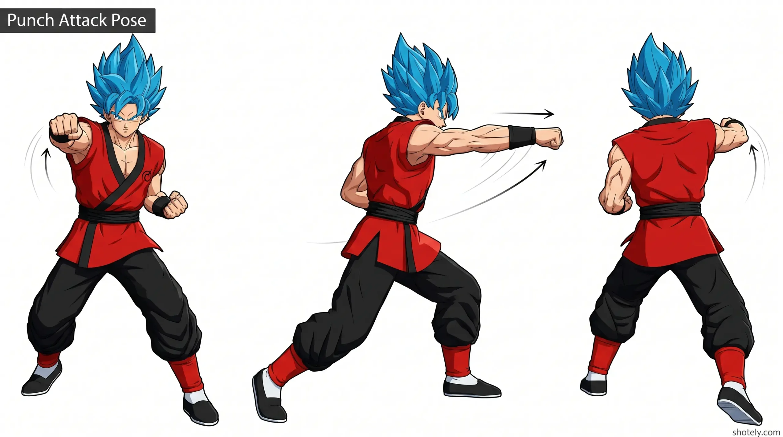 Anime Poses: Forceful Punch Attack Pose Reference