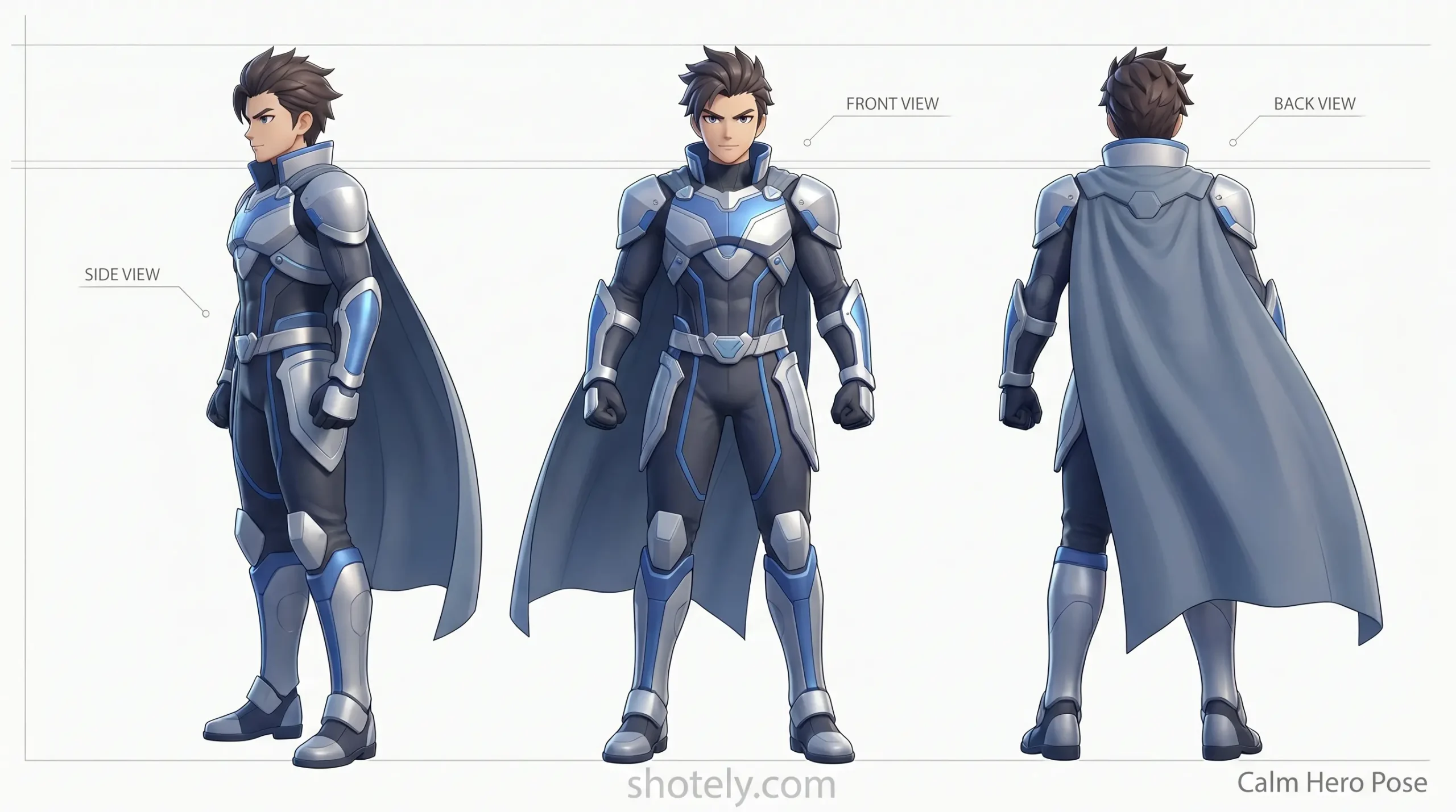 Anime Poses: Serene Calm Hero Pose Reference