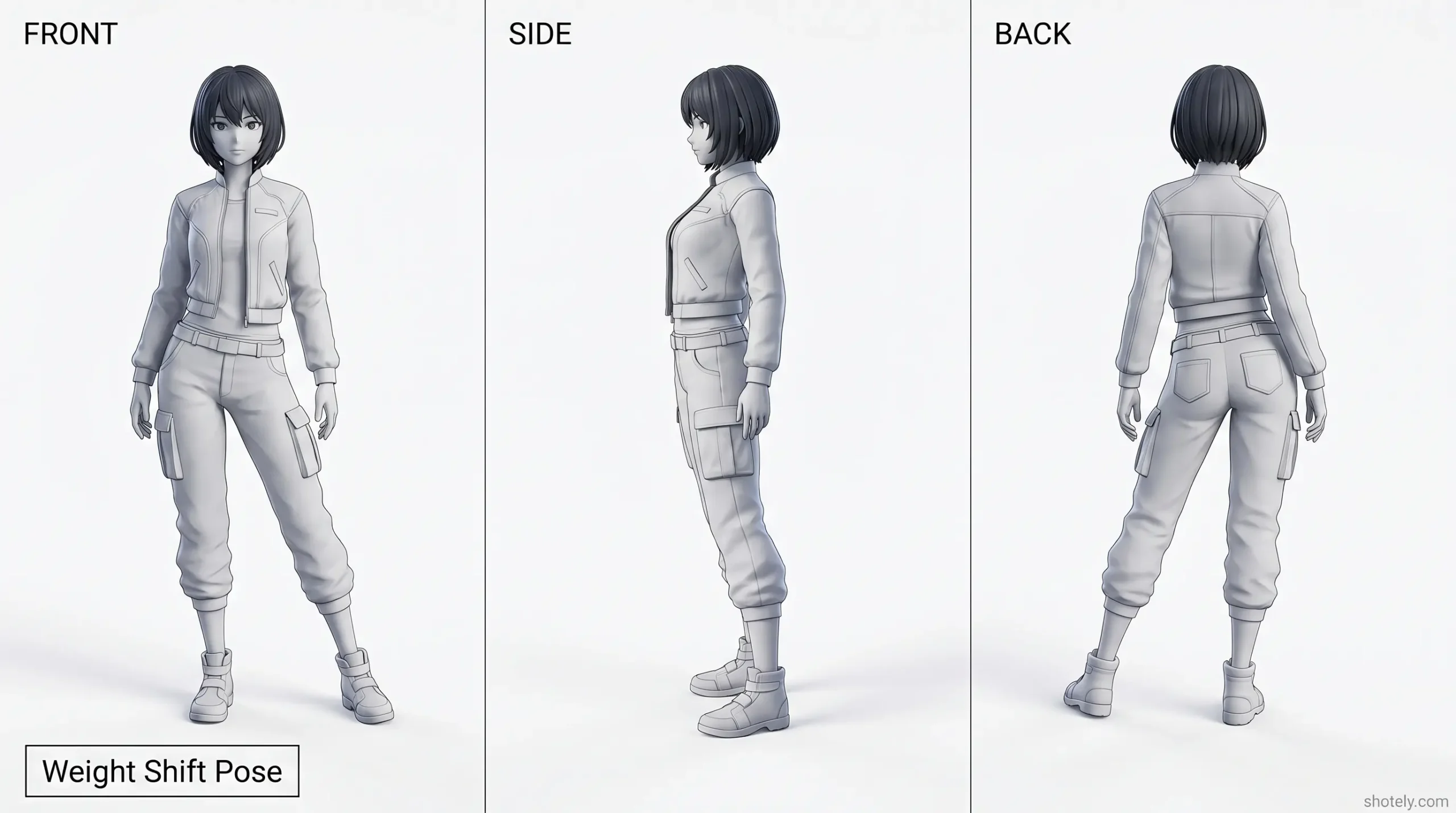 Anime Poses: Natural Weight Shift Pose Reference