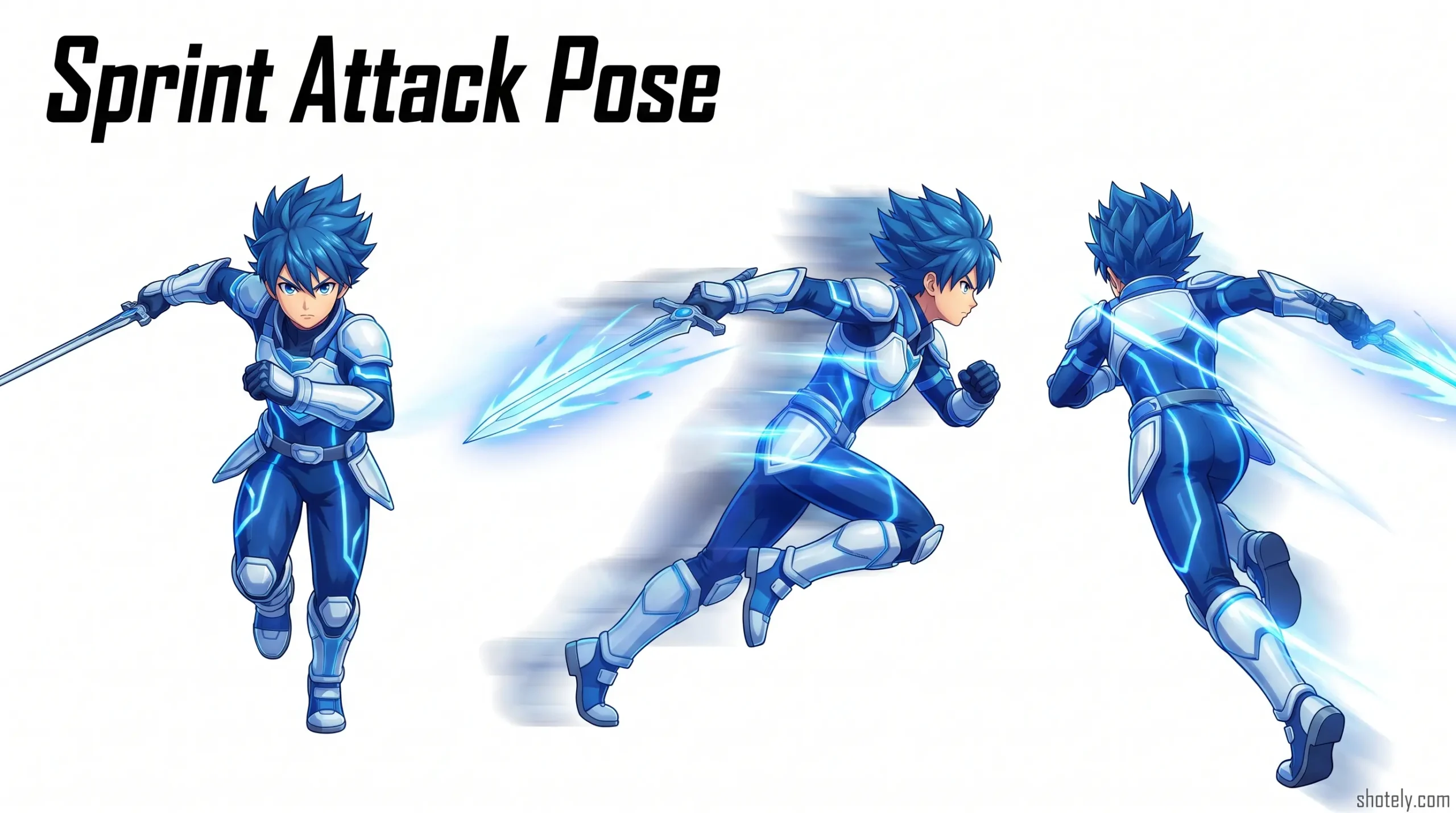Anime Poses: Rapid Sprint Attack Pose Reference
