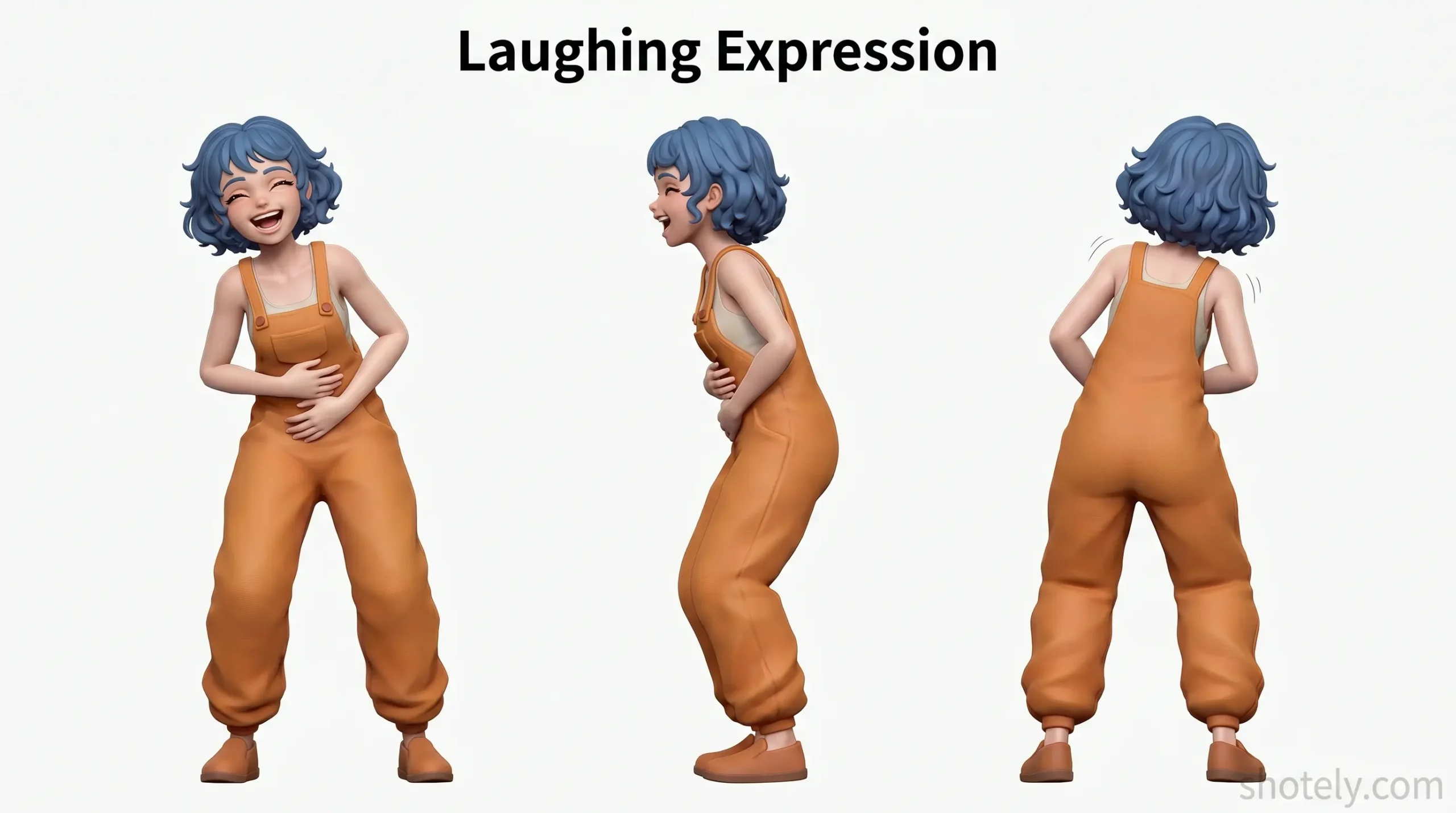 Anime Poses: Joyful Laughing Expression Reference