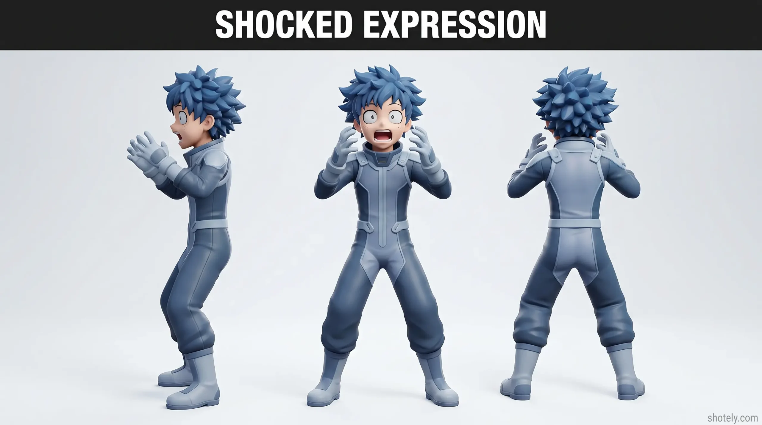 Anime Poses: Dramatic Shocked Expression Reference