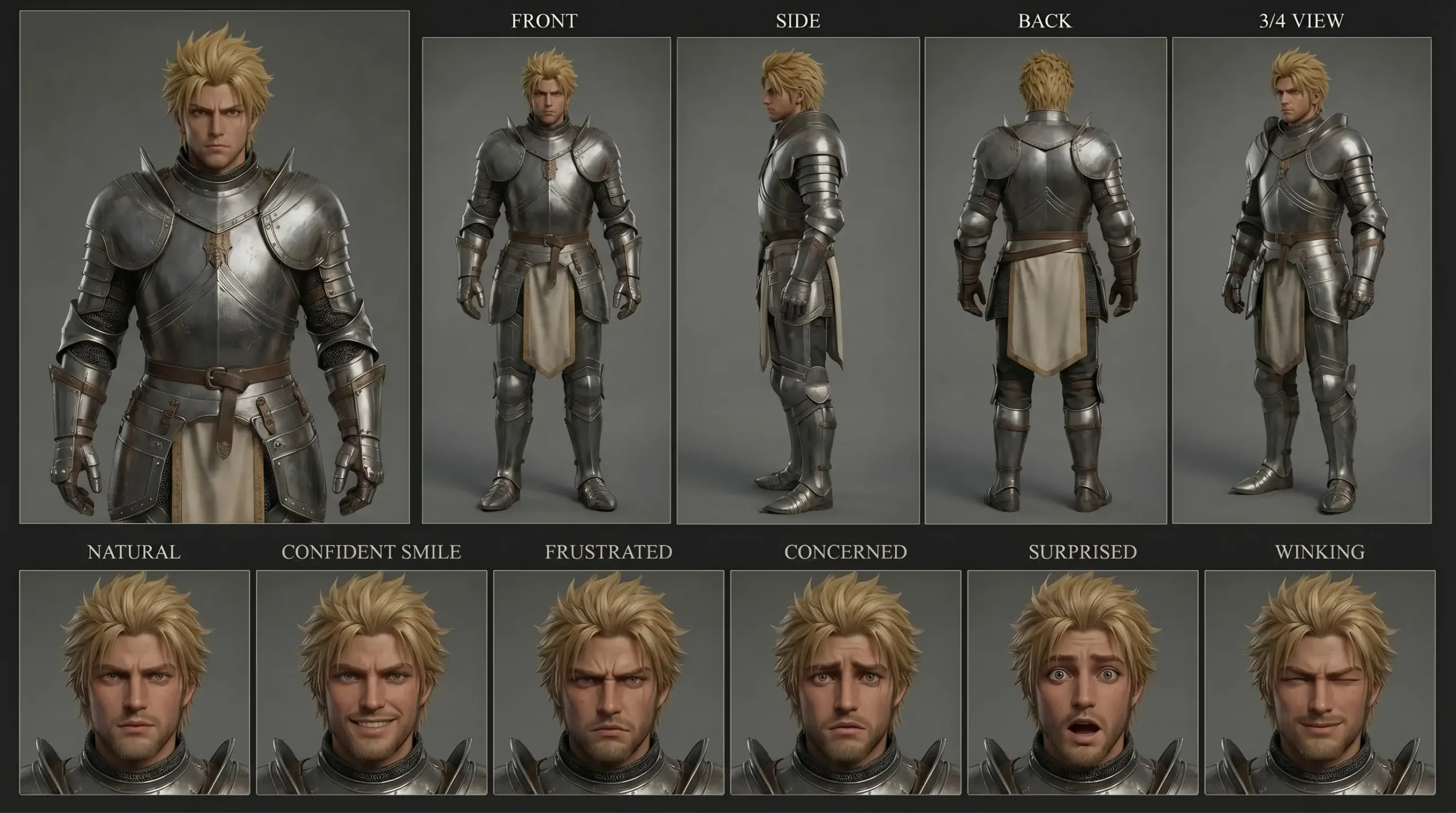 Black Anime Characters: Knight 3D Model