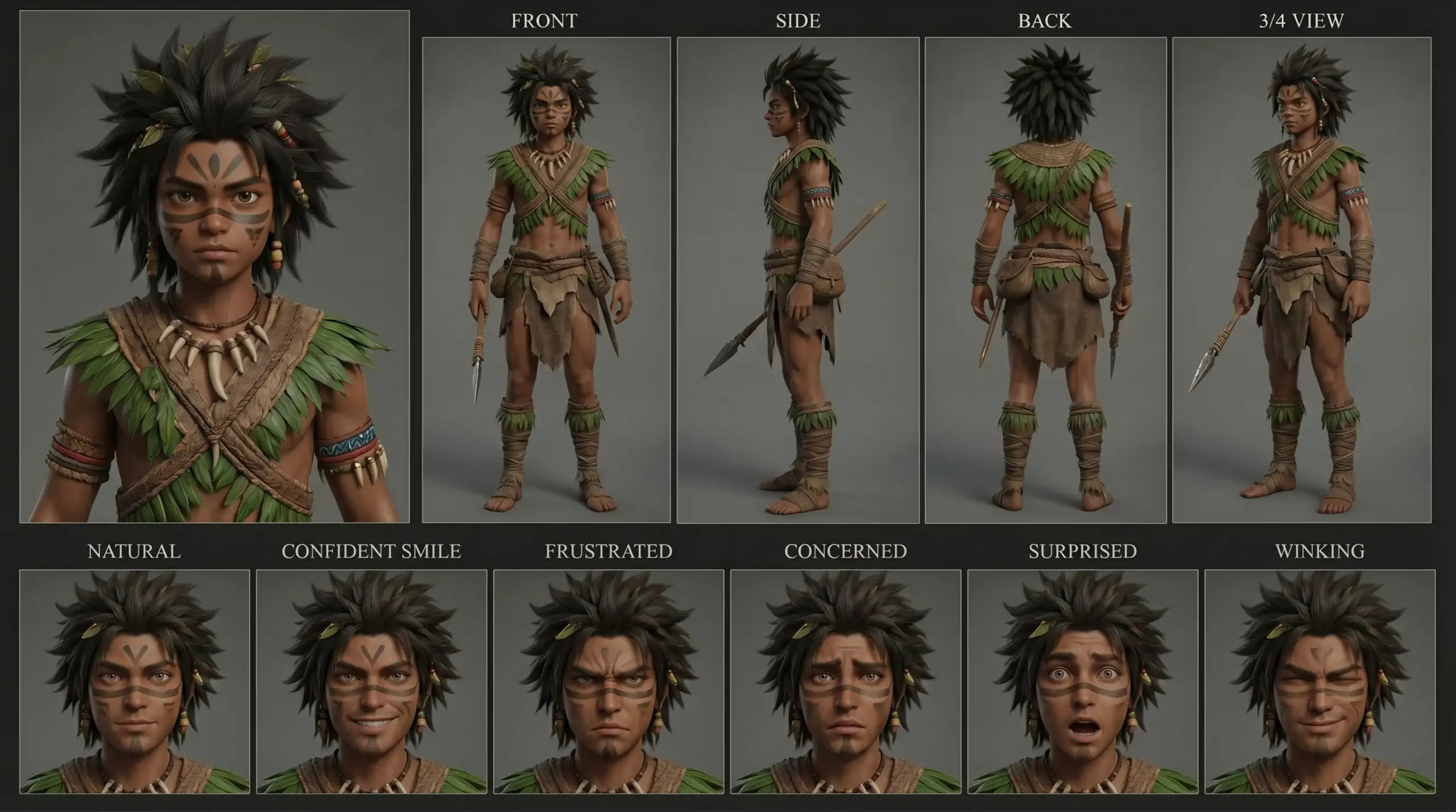 Character Reference Sheet: Tribal Warrior