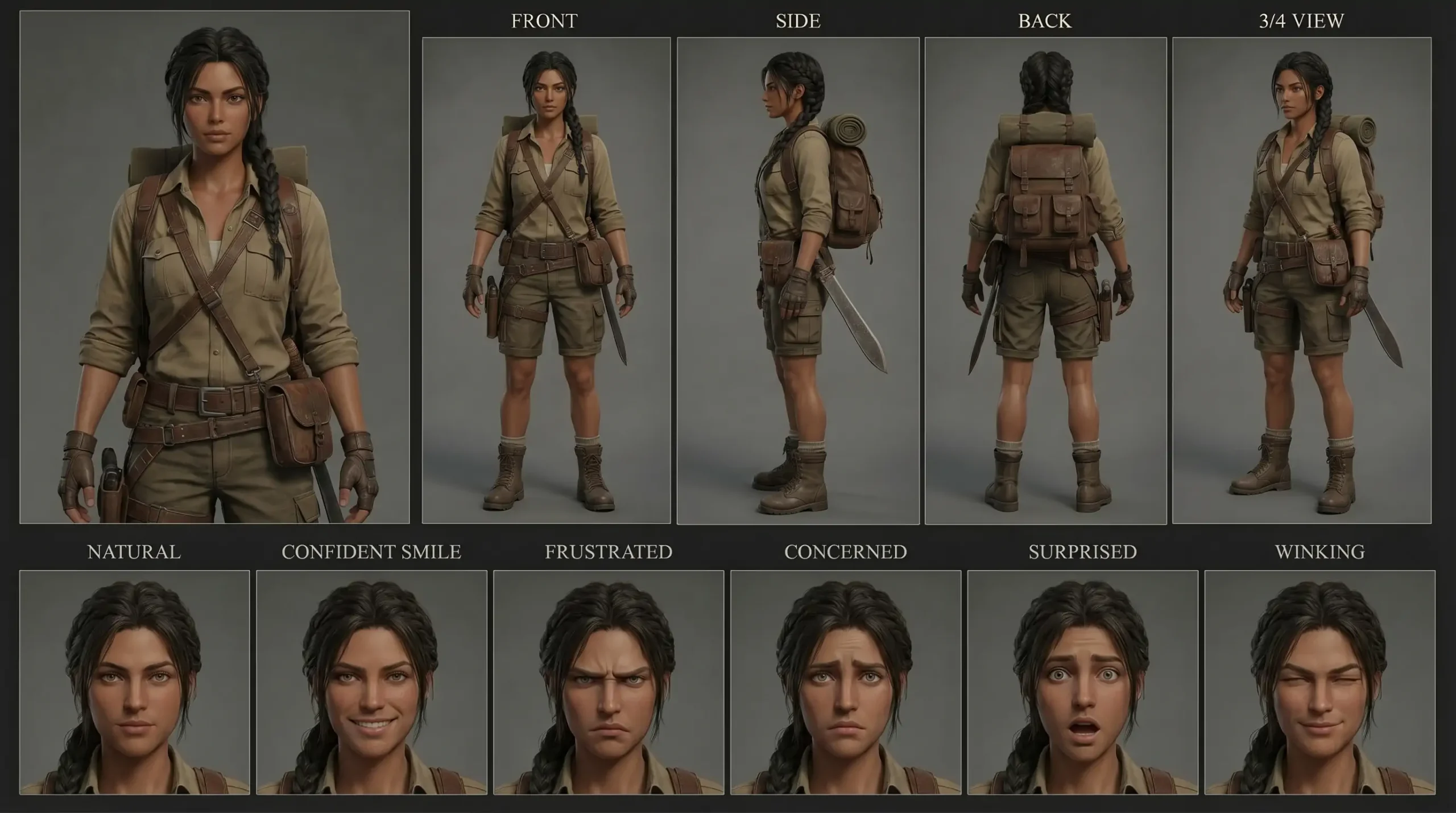 Desert Explorer Anime Girl: Rugged 3D Design