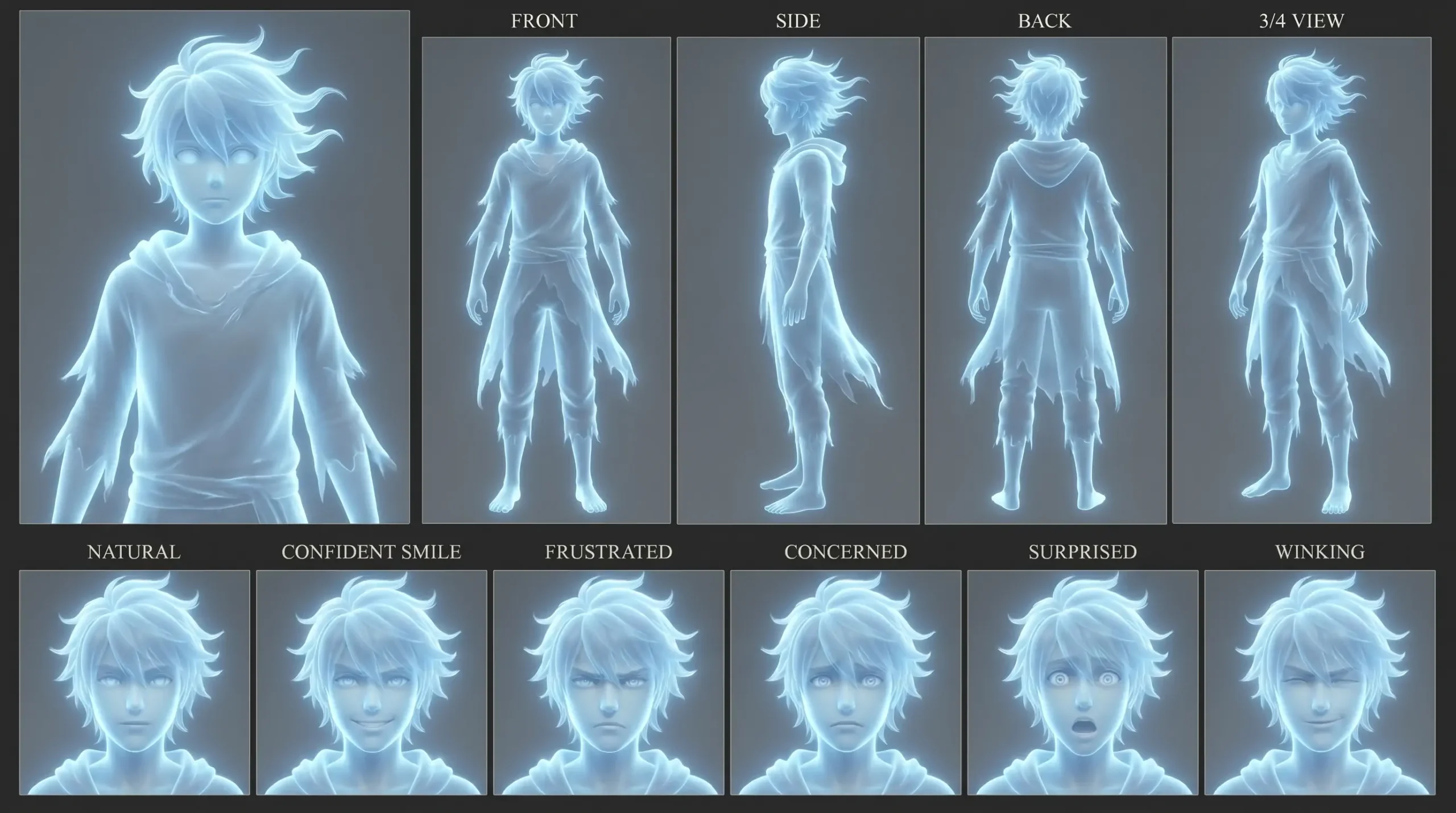 Ethereal Anime Boy Hoodie: Spirit 3D Design