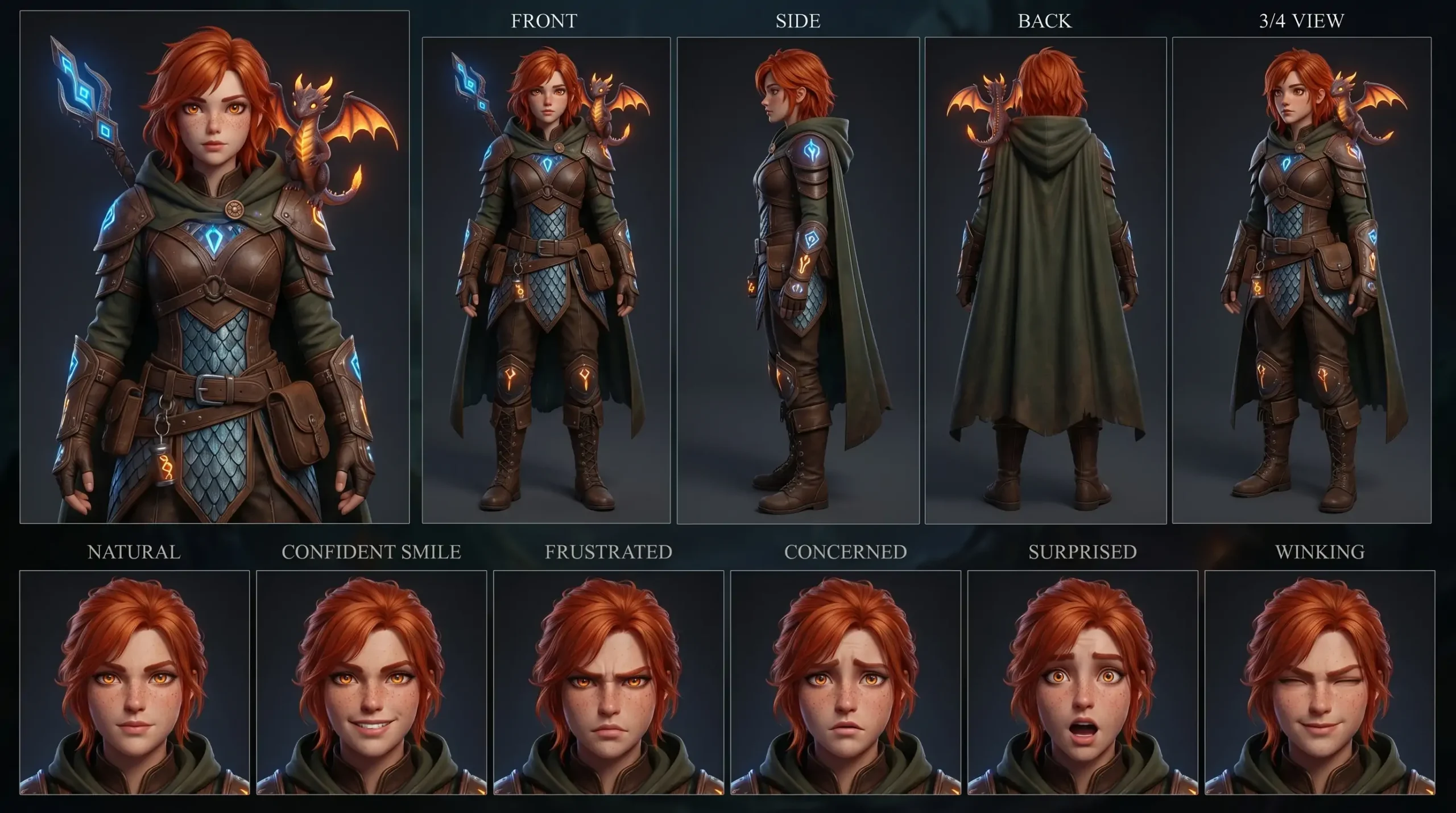 Fantasy Mage Anime Girl: Dragonkin 3D Design