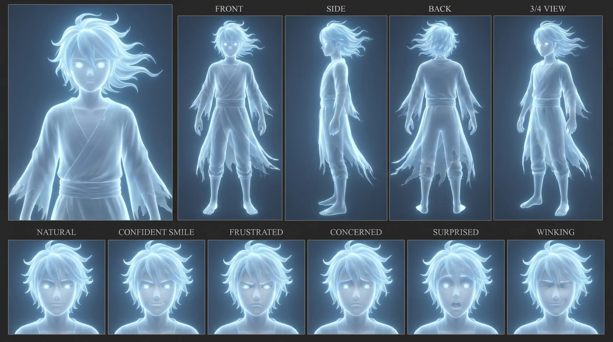 Ghostly Anime Boy: Ethereal Spirit 3D Design