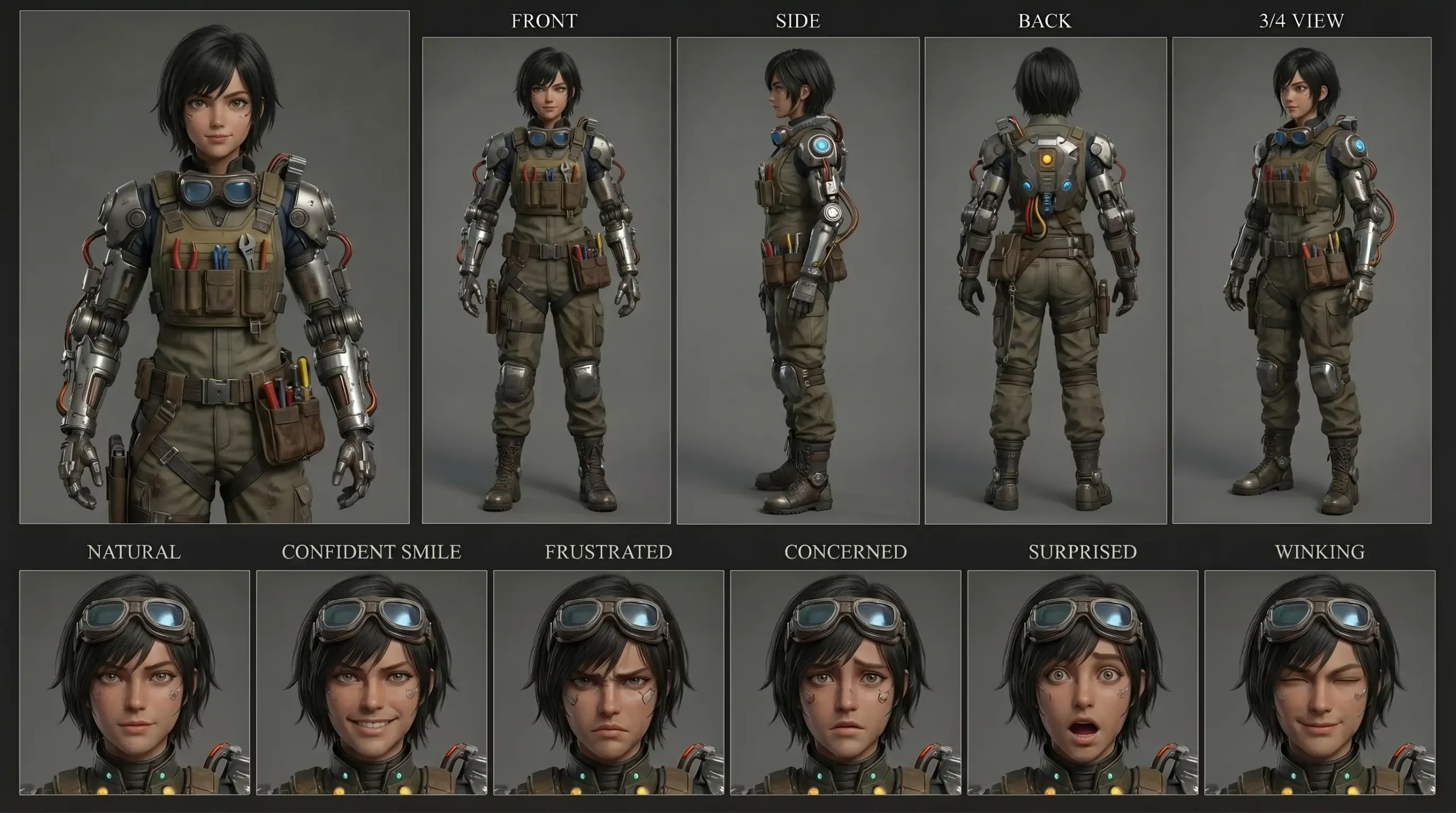 Steampunk Anime Girl Mechanic: 3D Character Design