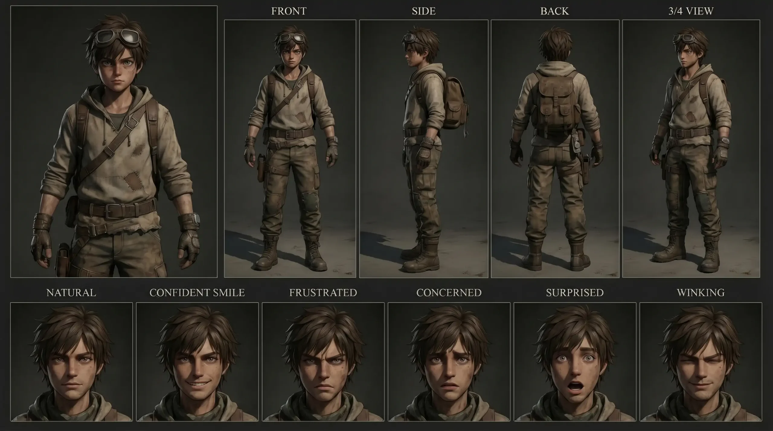 Wasteland Scavenger Anime Boy: Survival 3D Design